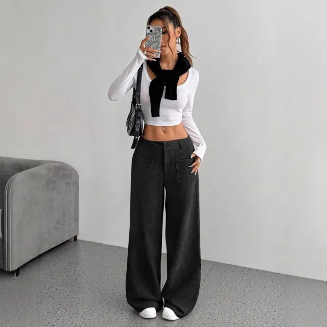 Corduroy Pants Women's Loose Fashion Casual Pants Black - Shop at LoveMi