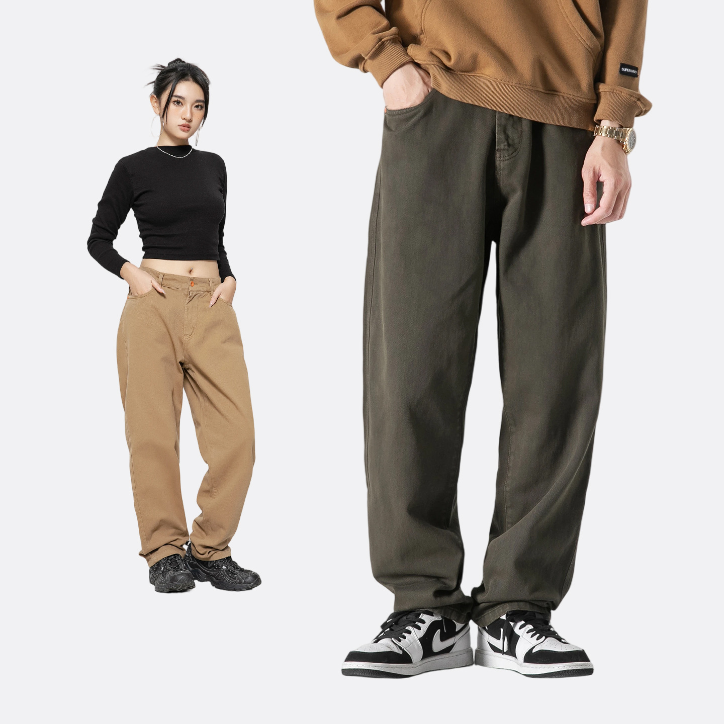 Sports-casual Loose-fitting Solid-color Pants
