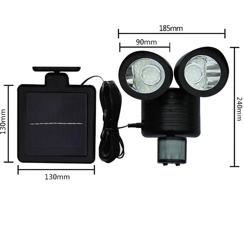 Double-headed Outdoor Waterproof 22LED Solar Human Body Induction Lamp