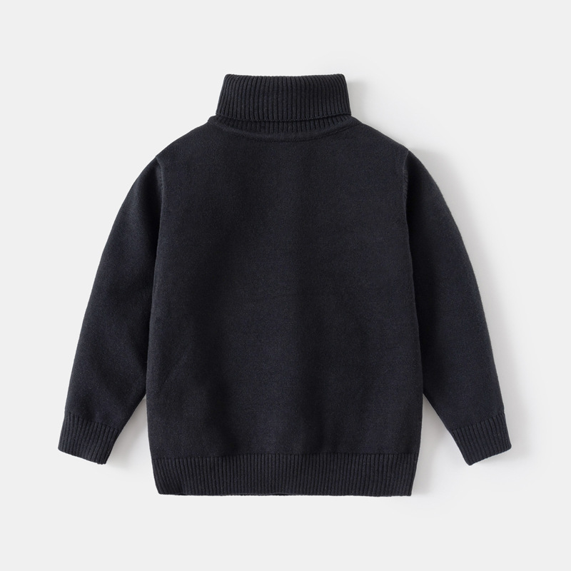 Girls And Boys Turtleneck Solid-color Sweaters — foto 3