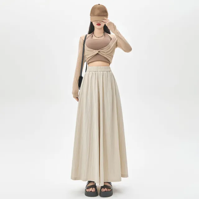 Fashion Personality Female Loose Casual Culotte Apricot - Shop at LoveMi