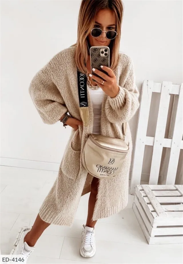 Loose Sweater Autumn Winter Coat Khaki - Shop at LoveMi