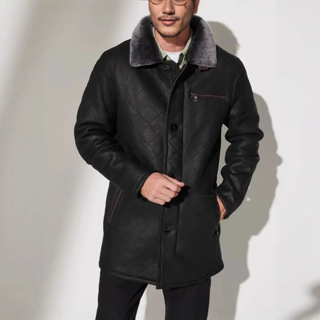 Quilted Fur Coat Long Fur Button Coat Jacket