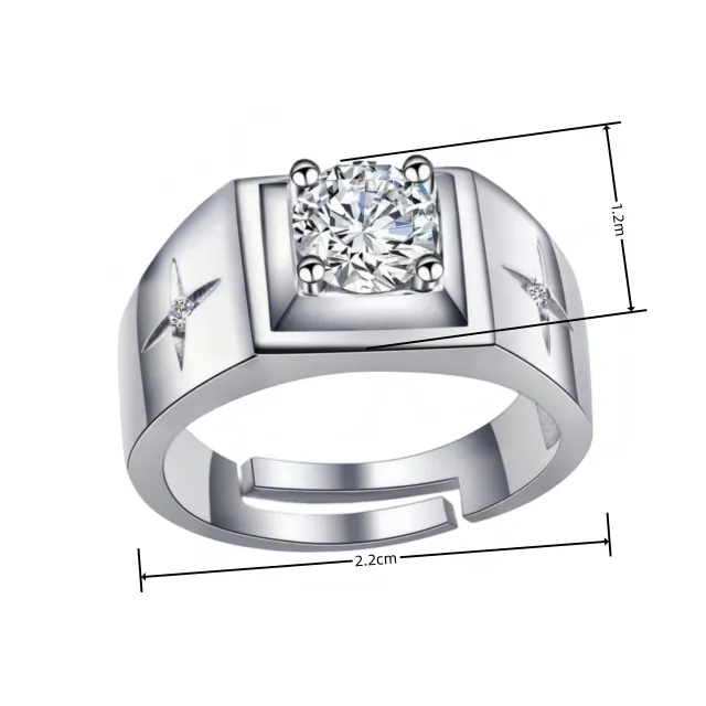 Lucky Cross Star Inlaid Diamond Plated 18K Ring Platinum - Shop at LoveMi