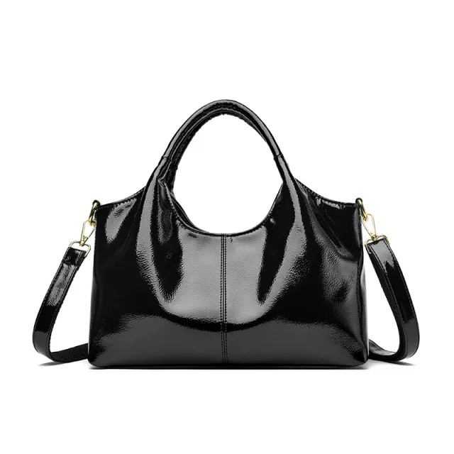 Premium Glossy Leather Trendy Commuter Bag Black - Shop at LoveMi