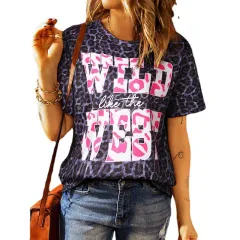 Women's Round Neck Leopard Print Pullover Simple Style - Black - View 1