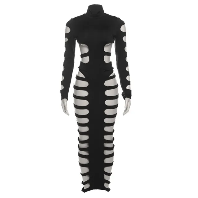 Sexy Cutout Ripped Tight Long Sleeve Skirt Black - Shop at LoveMi