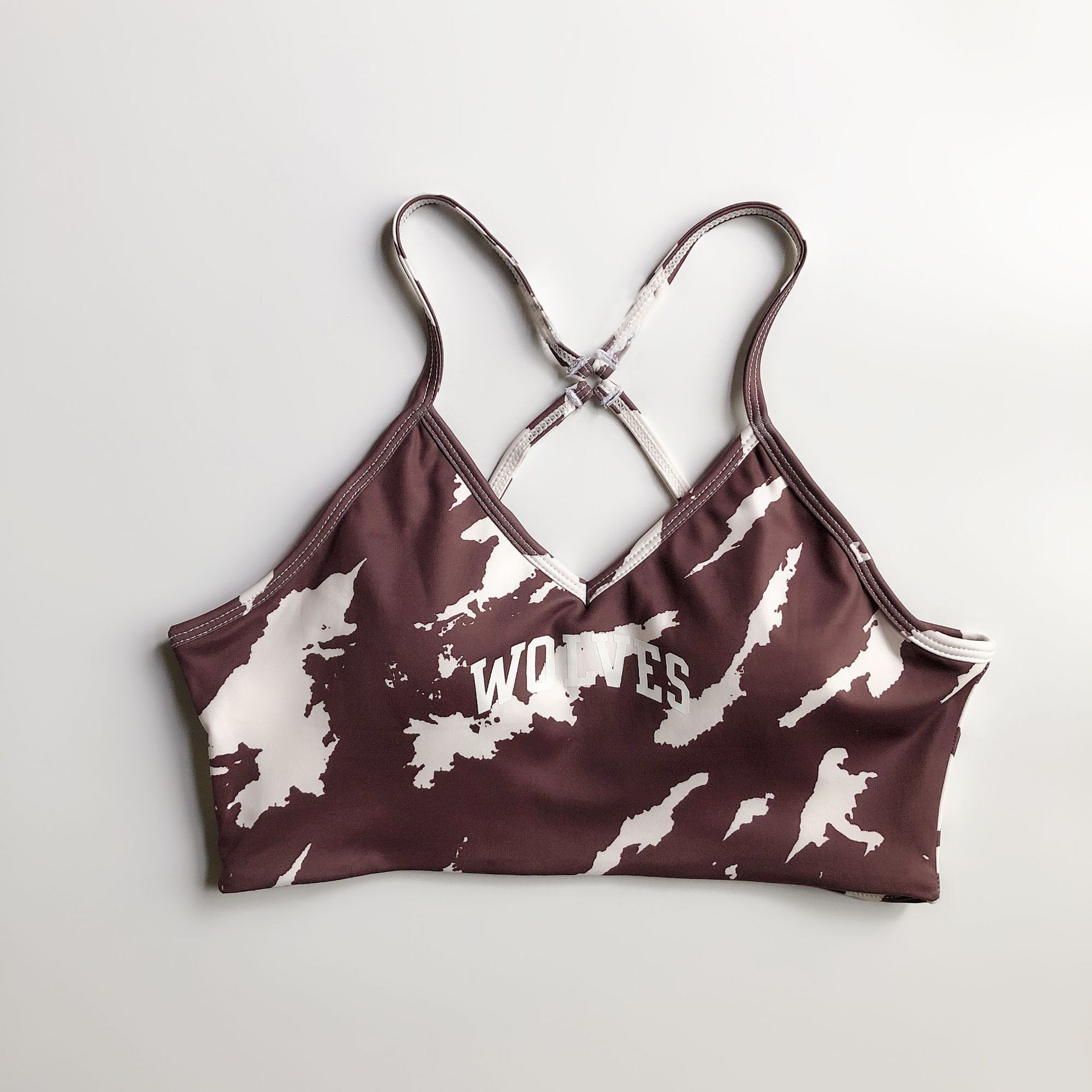 Sports Nude Feel Yoga Printed Bra Brown White Pattern Top - Shop at LoveMi