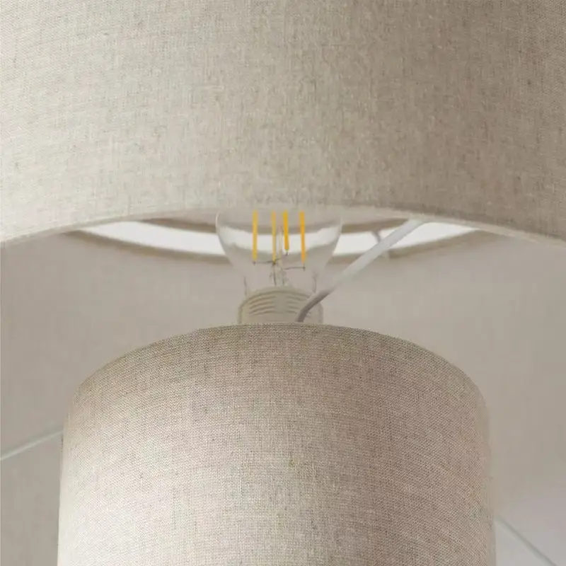 Bedroom Column Linen Fabric Table Lamp Vintage Ambiance Lighting Fixture