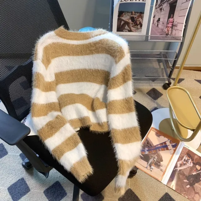 Mink Fur Sweater Women High end Sense Autumn And Winter Loose Lazy Style Camel - Shop at LoveMi