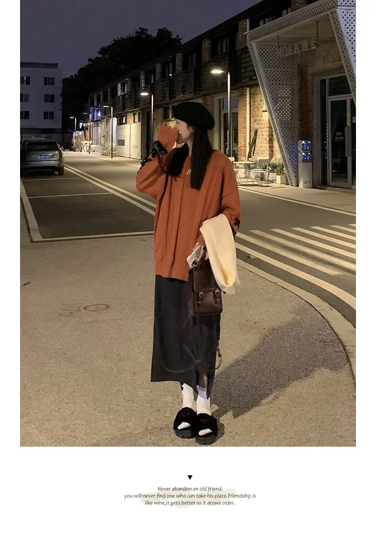 New Autumn And Winter Cream Bandage Sweater Women's Loose