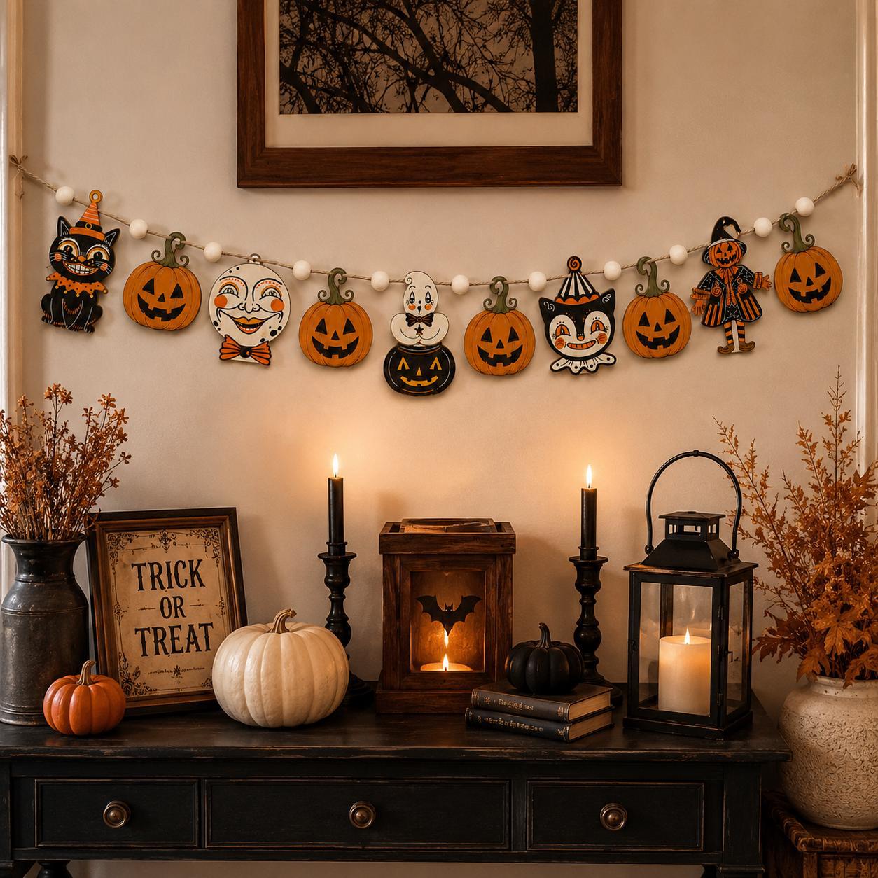 Halloween pumpkin cat hanging decoration (halloween faces)