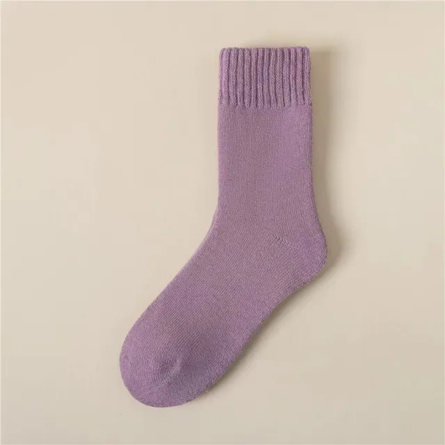 Fleece lined Female Winter Thicken Thermal Wool Socks Purple - Shop at LoveMi