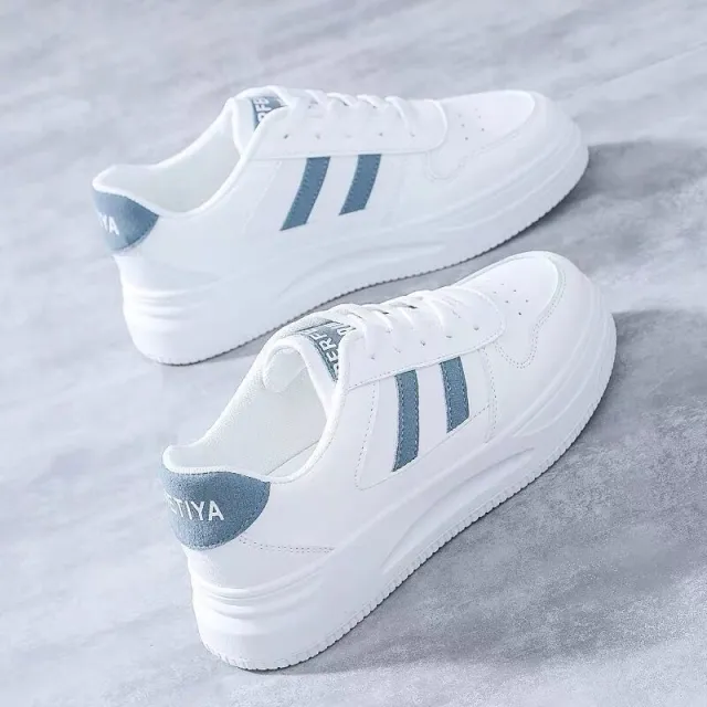 Women's All matching Casual Sports Leather Summer White Sneakers Internet Celebrity Blue - Shop at LoveMi