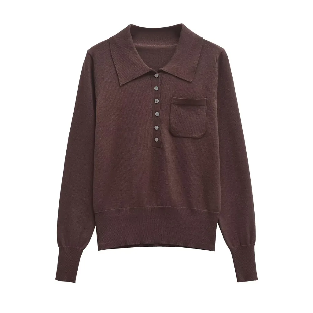 Fashion Women's Wear Wool Blending Cardigan - Brown