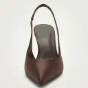 Brown Satin Stiletto Sandals That Elongate The Legs Silk Satin High Heels view 6