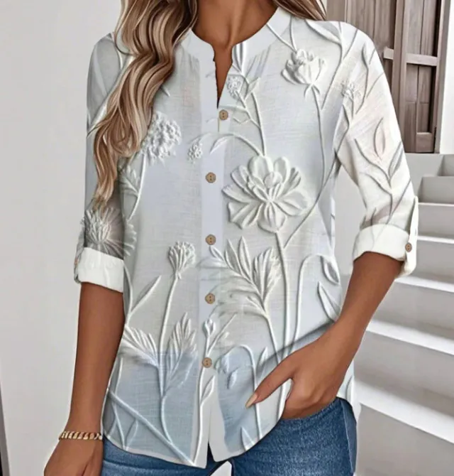 Fall Women's Clothing Long Sleeve Loose Printed Button Shirt Ncs03525080708 5Xl - Shop at LoveMi