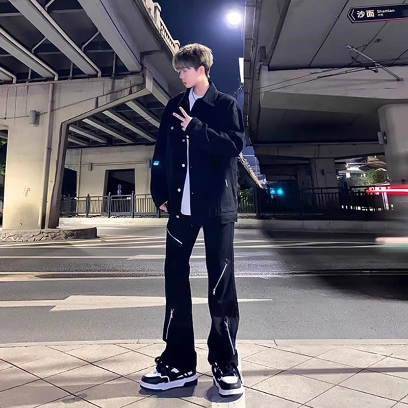 Mens High-street Edgy And Stylish Loose-fit Pants