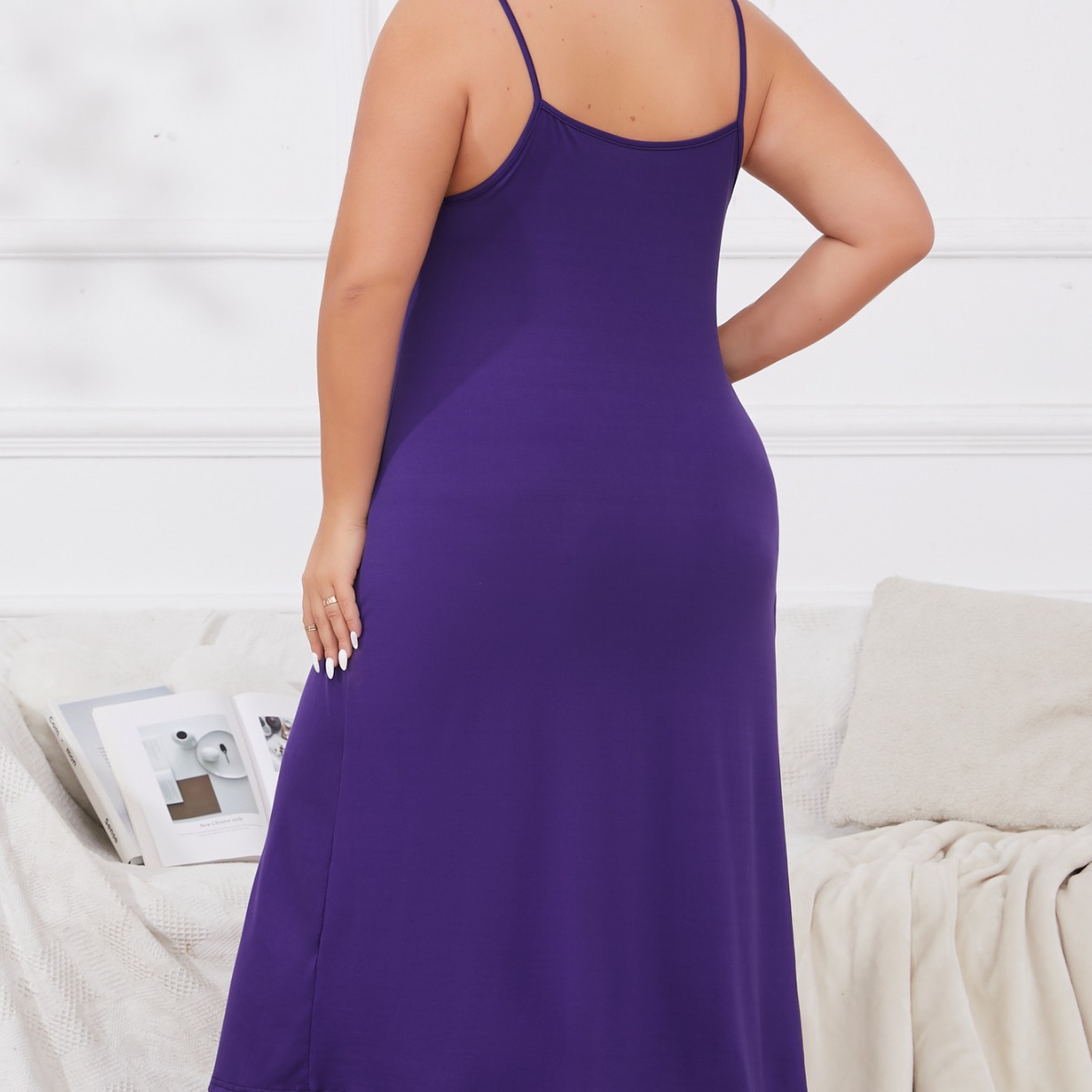 Plus Size Pajamas Women's Suspender Skirt Thin Solid Color Summer