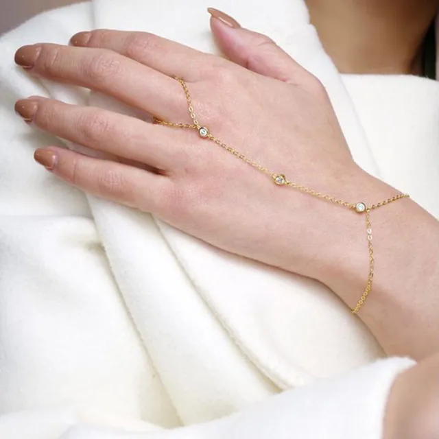 Women's Simple Rhinestone Bracelet Ornament Accessories Gold - Shop at LoveMi