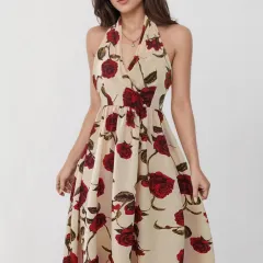 High-waisted Slim-fit Mid-length A-line Skirt With A Halter Neck - Color - View 1