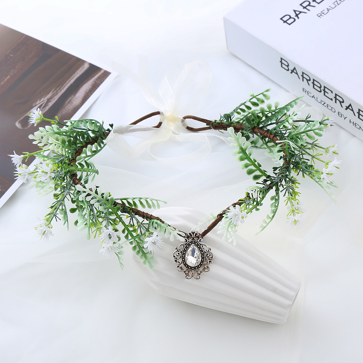 Title 3, Handmade Mori Style Flower Crown Headband Weddi...