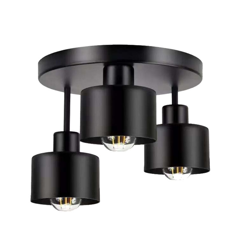 Wrought Iron Ceiling Light Black Ribbon Lampshade