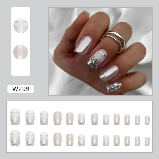 European And American Fashion Square Nail Art Silver Glitter Noble And Elegant W299 Mercury Star River - Shop at LoveMi