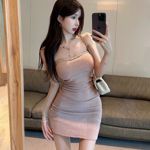 Tube Top Dress Tight Closing Belt Chest Pad Exquisite Rhinestone Hip Skirt - Image 5