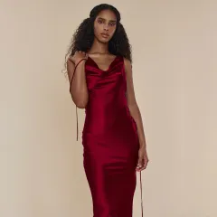 Women's Clothing Banquet Style Evening Lace Up Long Dress - Wine - View 1