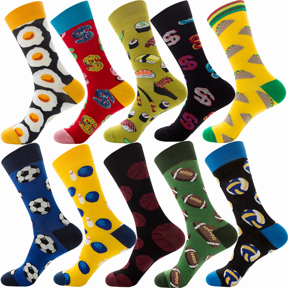 Autumn Diamond-patterned Mens Socks Christmas Animal And Fruit-themed Socks