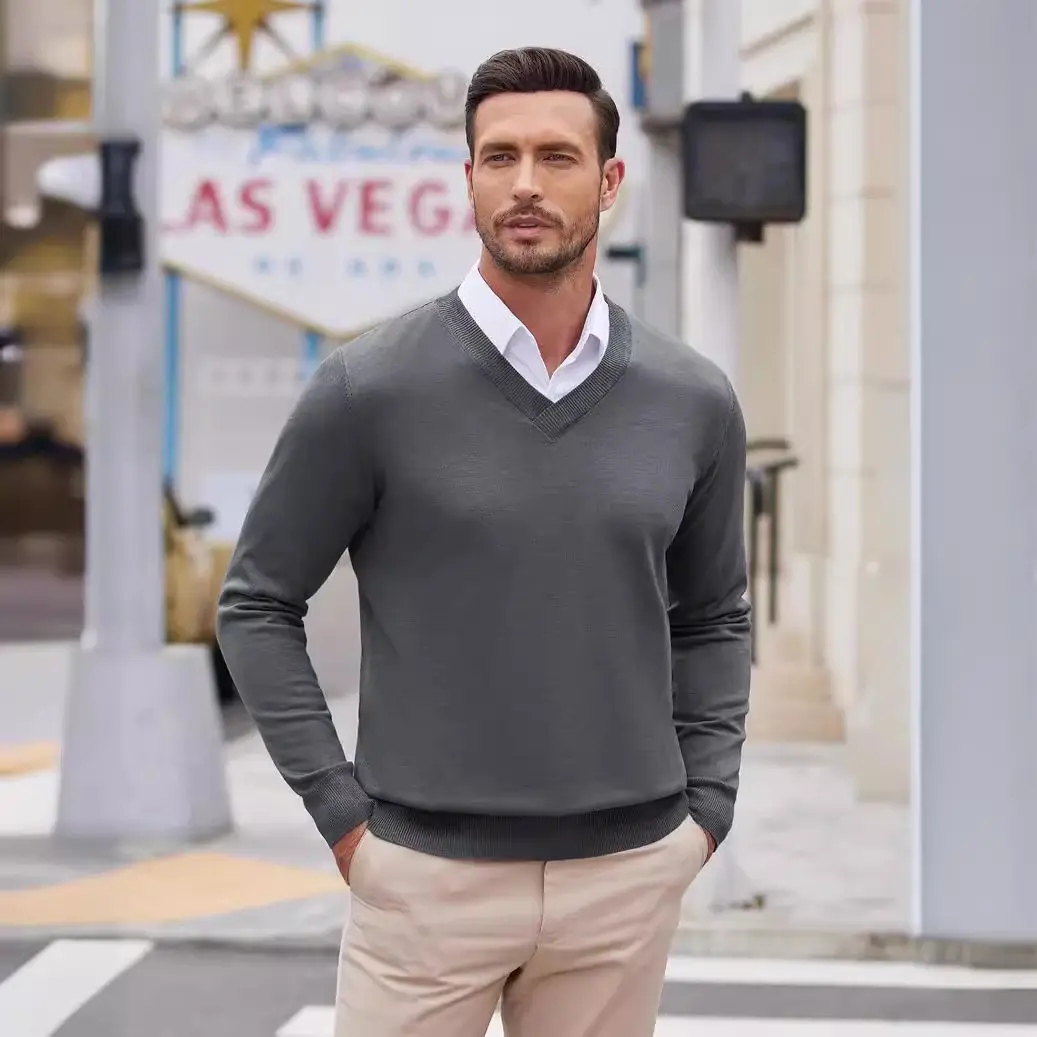 V-neck Knitted Sweater For Men Casual Warm