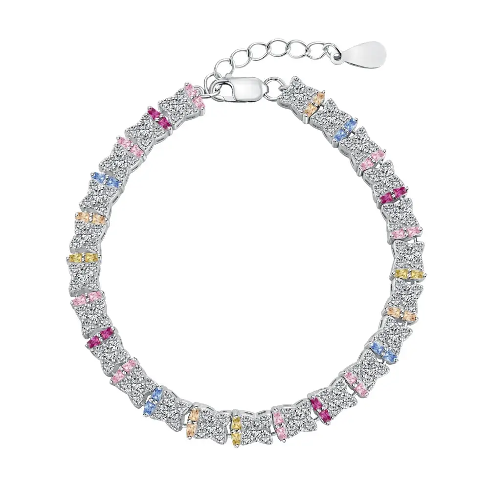 Sterling Silver Women's Bracelet With Colored Zircon