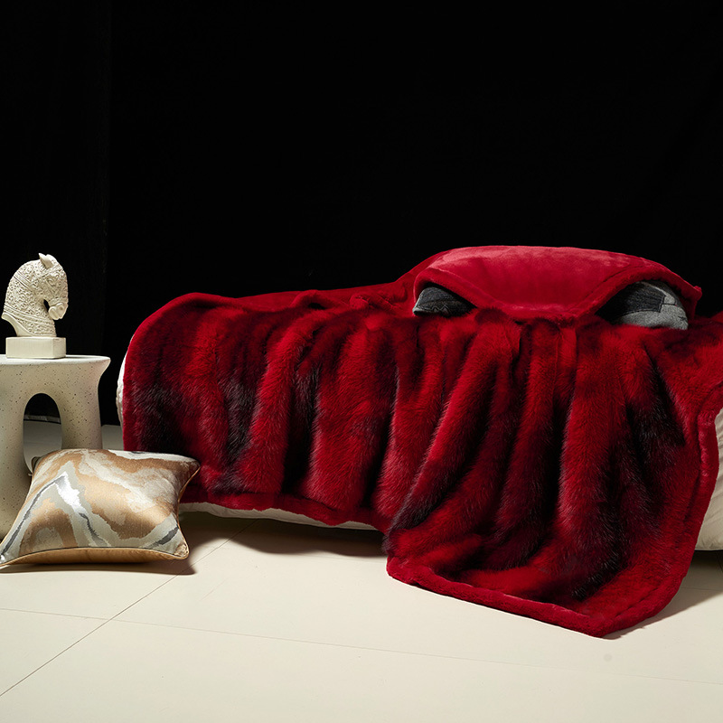 Affordable Luxury Faux Fur Sofa And Double Bed Side Fox Blanket