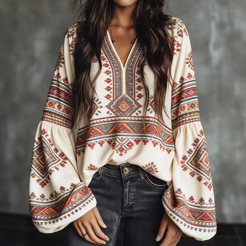 Amazons New Cross-Border Bestseller Ethnic-Style Shirt For The European And...