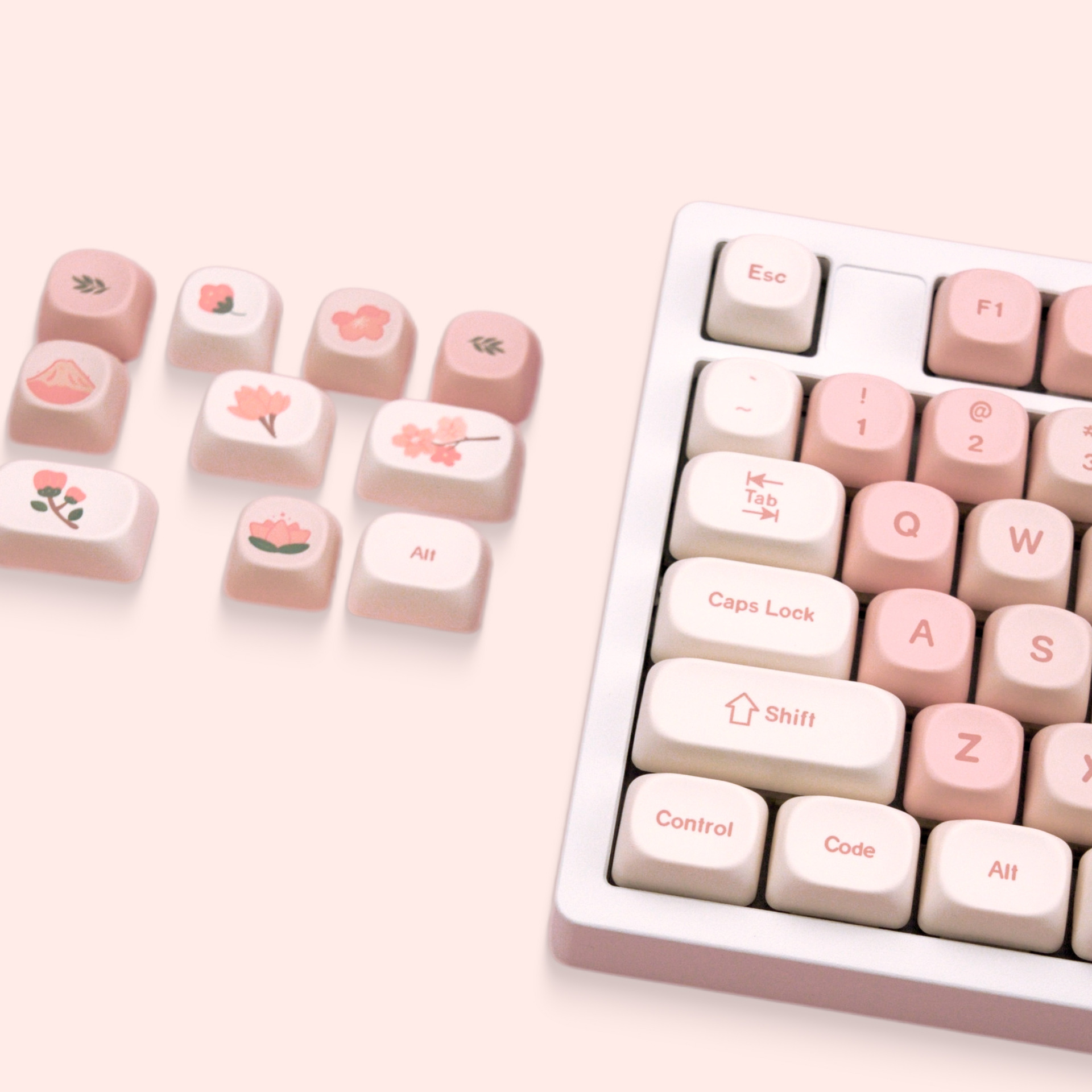 Title 3, Cherry BlossomTheme Full Set Key Cap PTB Five-s...