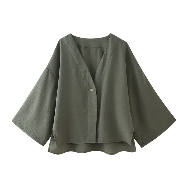 Loose Green Ladies Home Leisure Suit Shirt - Shop at LoveMi