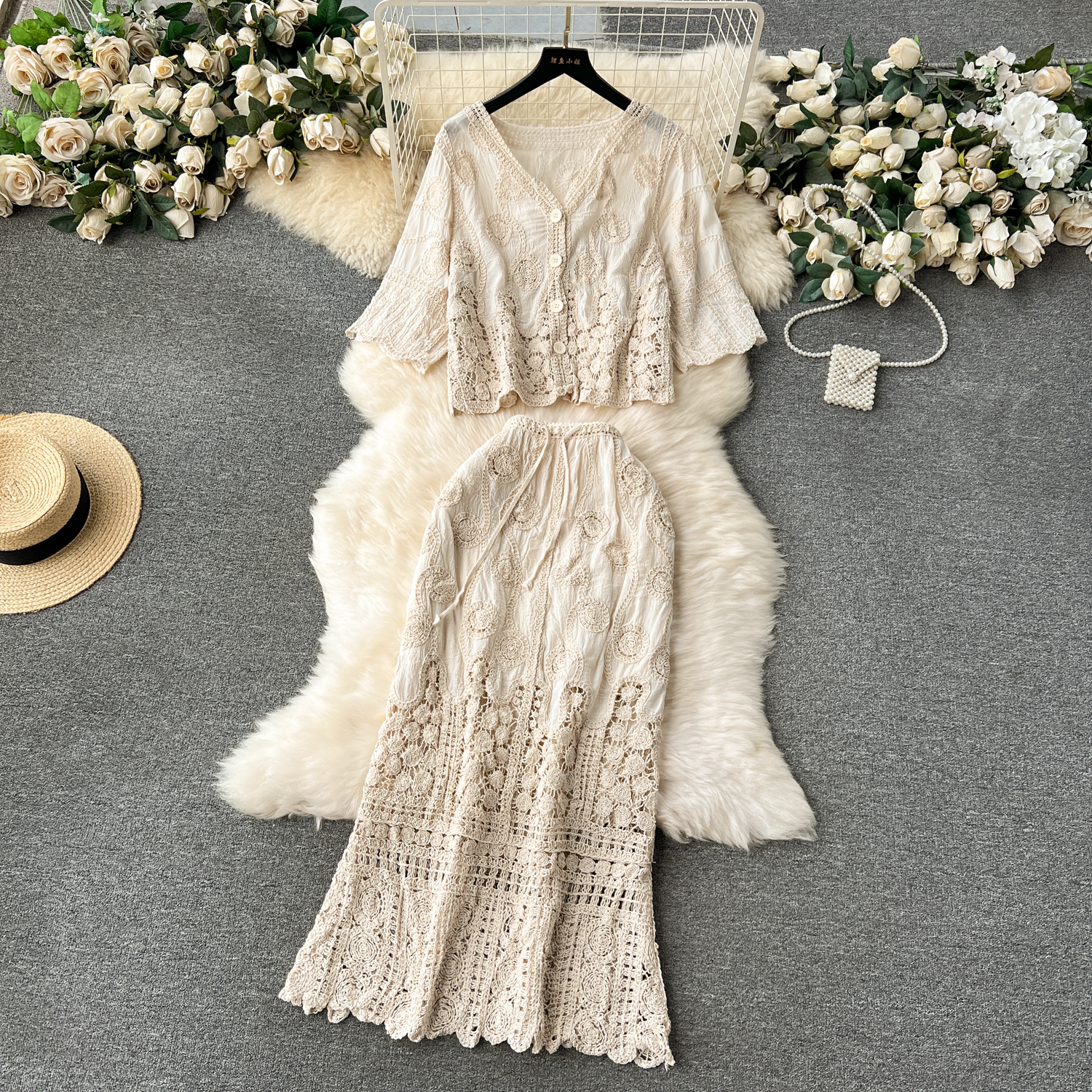 Bohemian Vintage Crochet Openwork Cardigan With A Versatile Skirt