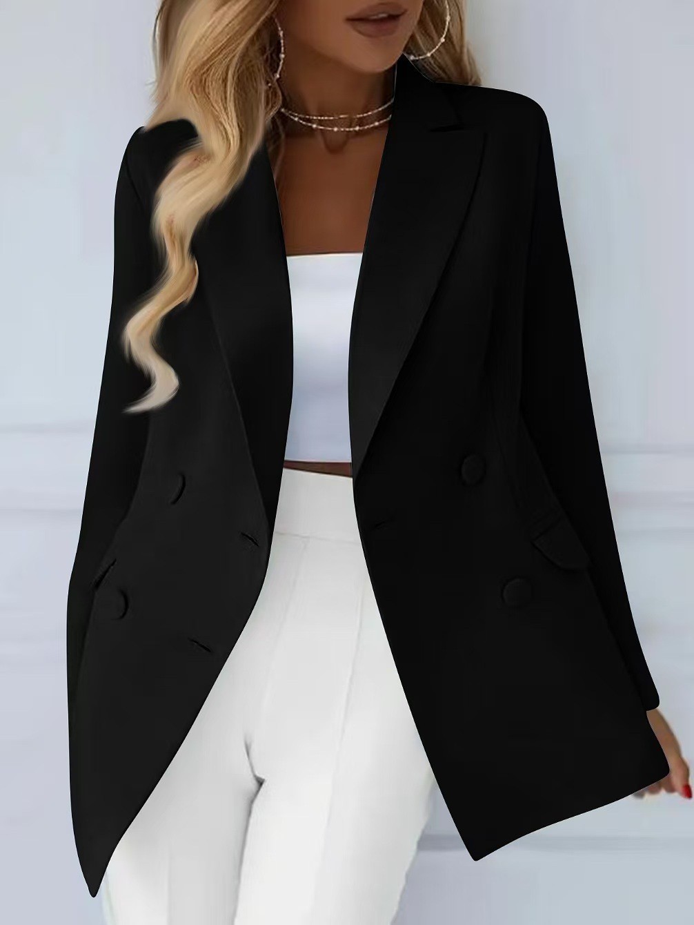 New Stylish Casual Long-sleeve Double-breasted Womens Suit