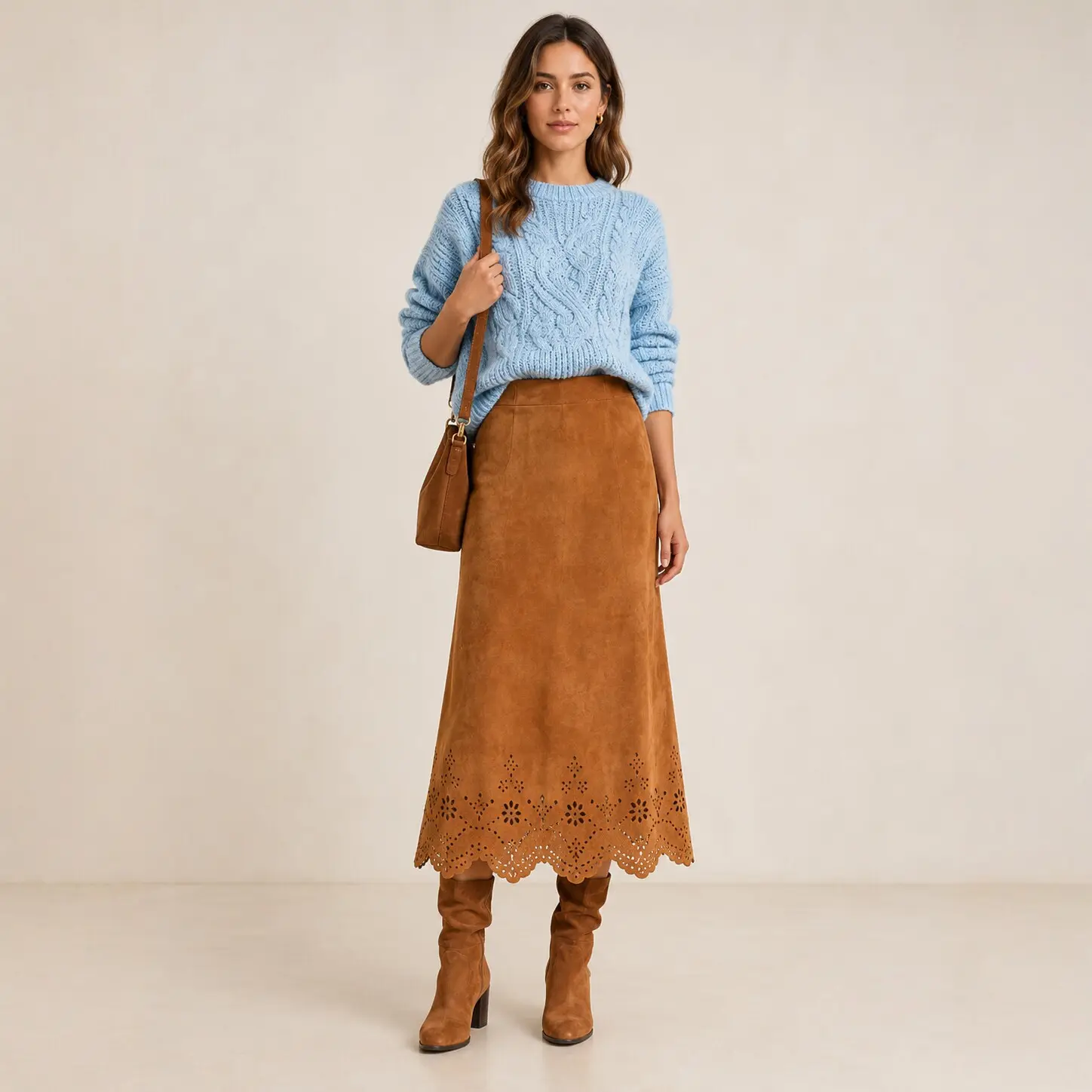 Retro Rivet Tassel Faux Suede Fleece A-Line