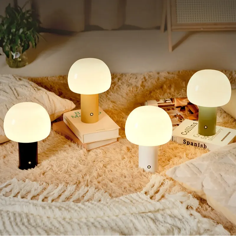 Small Mushroom Desk Lamp Wireless Charging Touch
