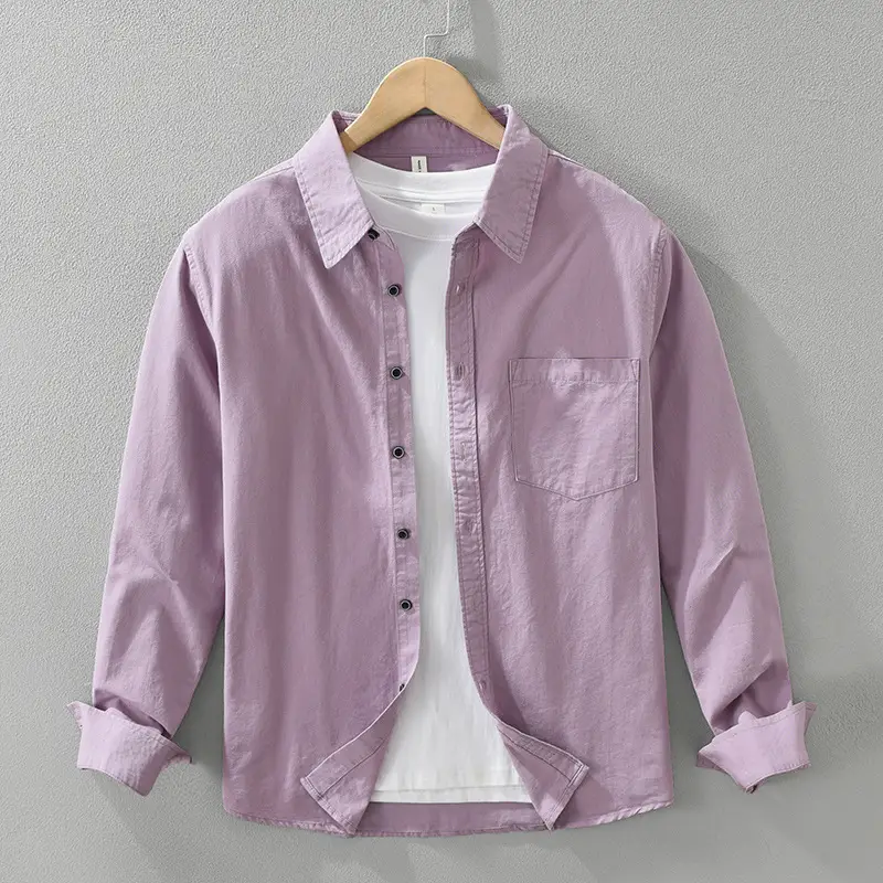 Men's Simplicity Long Sleeve Shirt Casual All-match Literary Loose Top