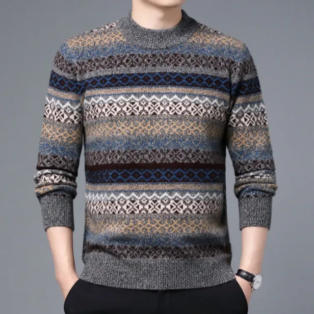 Winter Thickened Warm And Comfortable Round neck Jacquard Brown - Shop at LoveMi