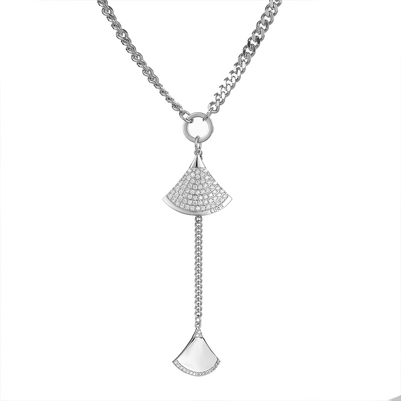 Japanese And Korean Style Light Luxury Fan-shaped Micro-inlaid Necklace