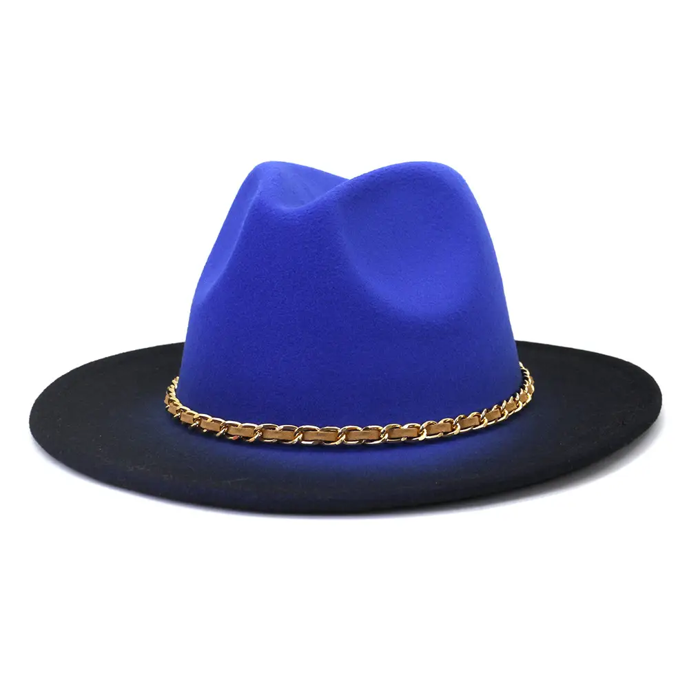 Painted Woolen Fedora British Ladies Broad-brimmed Hat