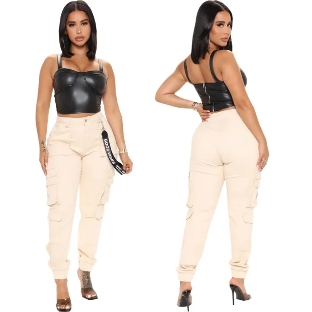 Fashion Slim Fit Camouflage Comfortable Leisure Tappered Stretch Overalls Apricot - Shop at LoveMi