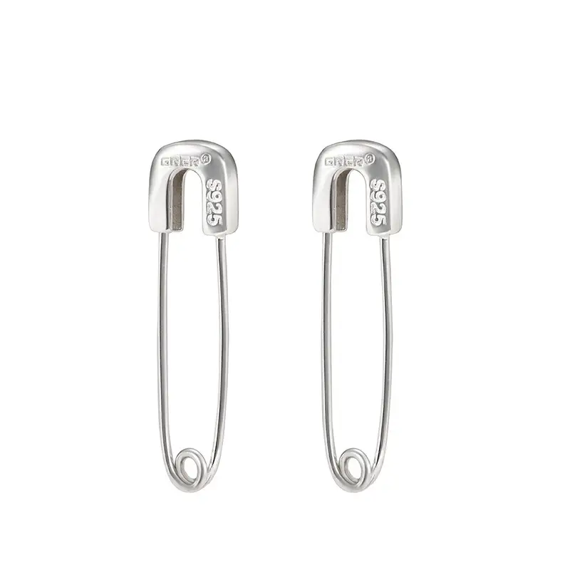 Sterling Silver Pin Earrings Men's Hip Hop