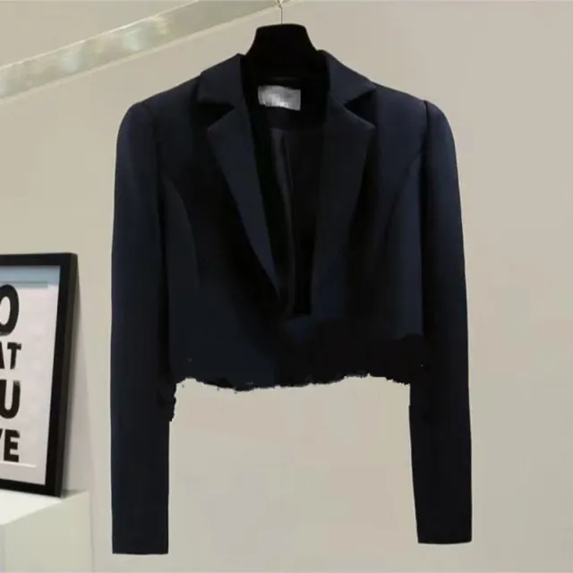 Irregular Small Suit Jacket Female Suit Black Without Tassel - Shop at LoveMi