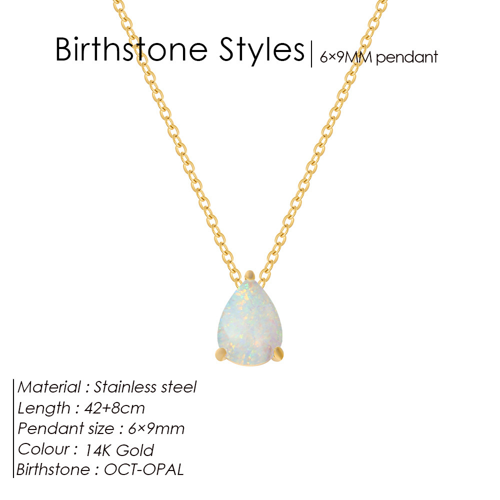 Stainless Steel Stylish Water Drop Zircon Necklace