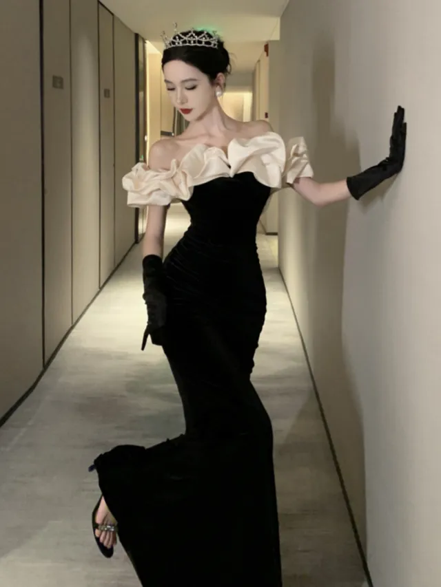 Long Mermaid Gown For Socialite Hosts Black - Shop at LoveMi